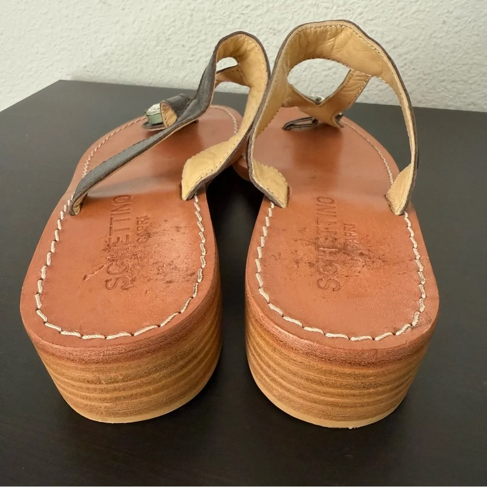 SCHETTINO DI CAPRI Leather Sandals Embellished with Crystal